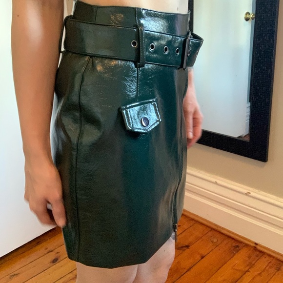 Olive Green Faux Leather Pencil Skirt 💚 - Picture 2 of 10